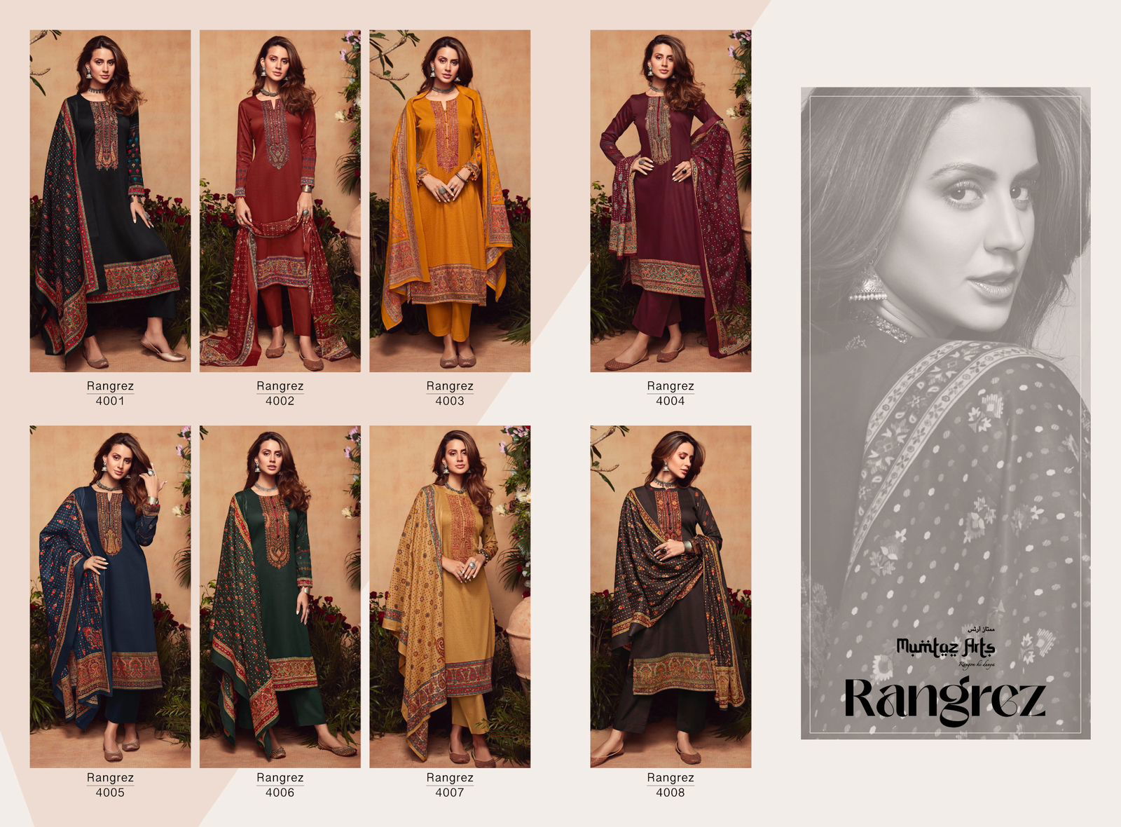 Rangrez By Mumtaz 4001-4008 Dress Material Catalog